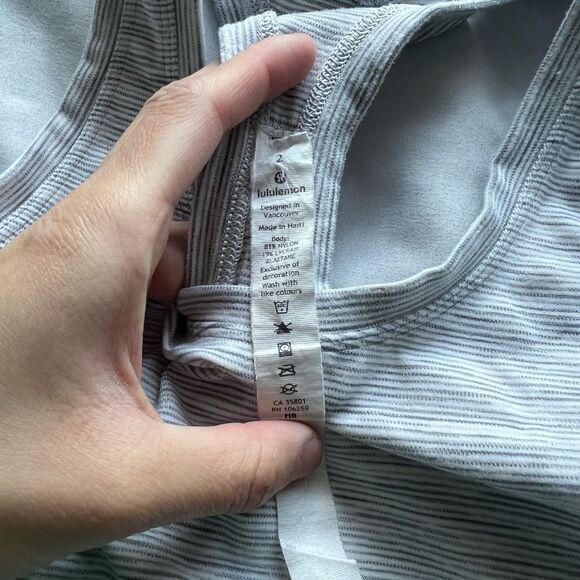 Lululemon Cool Racerback Tank Top Nulu White and Gray Heathered Size 2 - Picture 6 of 12